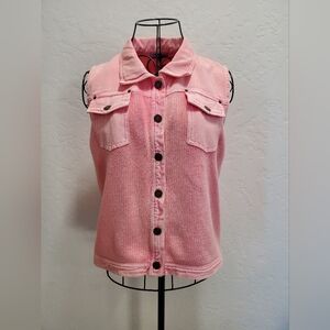 Pink Sleeveless Denim Vest